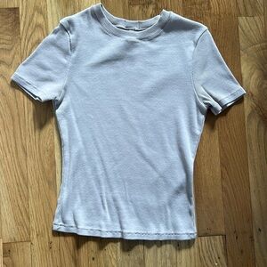 SKIMS Light Purple Ribbed Short Sleeve Top